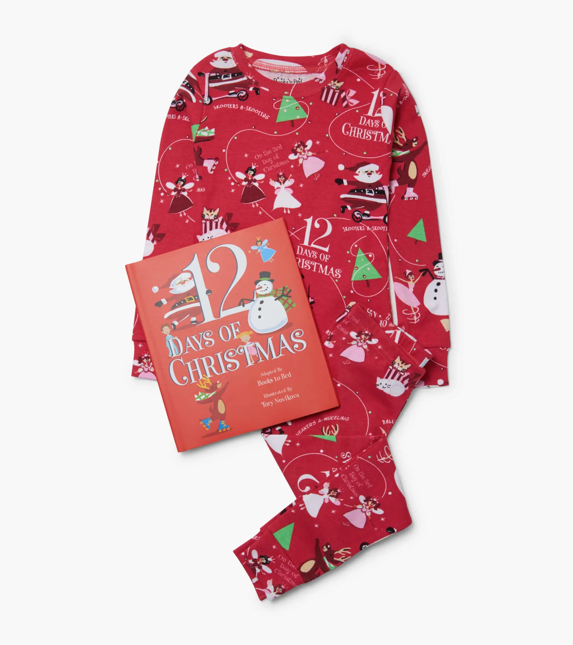 Hot 12 Days Of Christmas Book and Red Pajama Set Sleepwear|Sleepwear