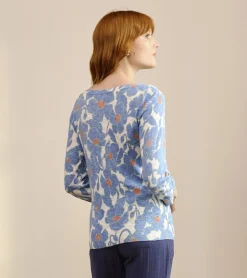 Online 3/4 Sleeve Knit Breton - Textured Poppies Women Sweaters