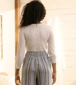 Sale 3/4 Sleeve Knit Breton - White Women Sweaters