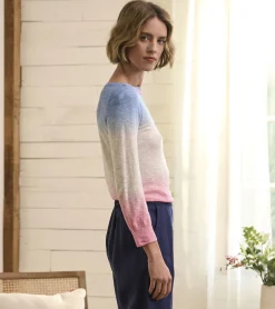 Sale 3/4 Sleeve Knit Breton- Sunset Dip Dye Women Sweaters