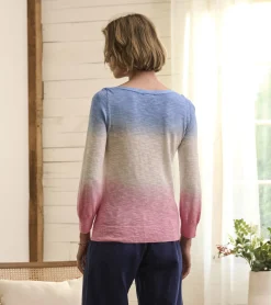 Sale 3/4 Sleeve Knit Breton- Sunset Dip Dye Women Sweaters