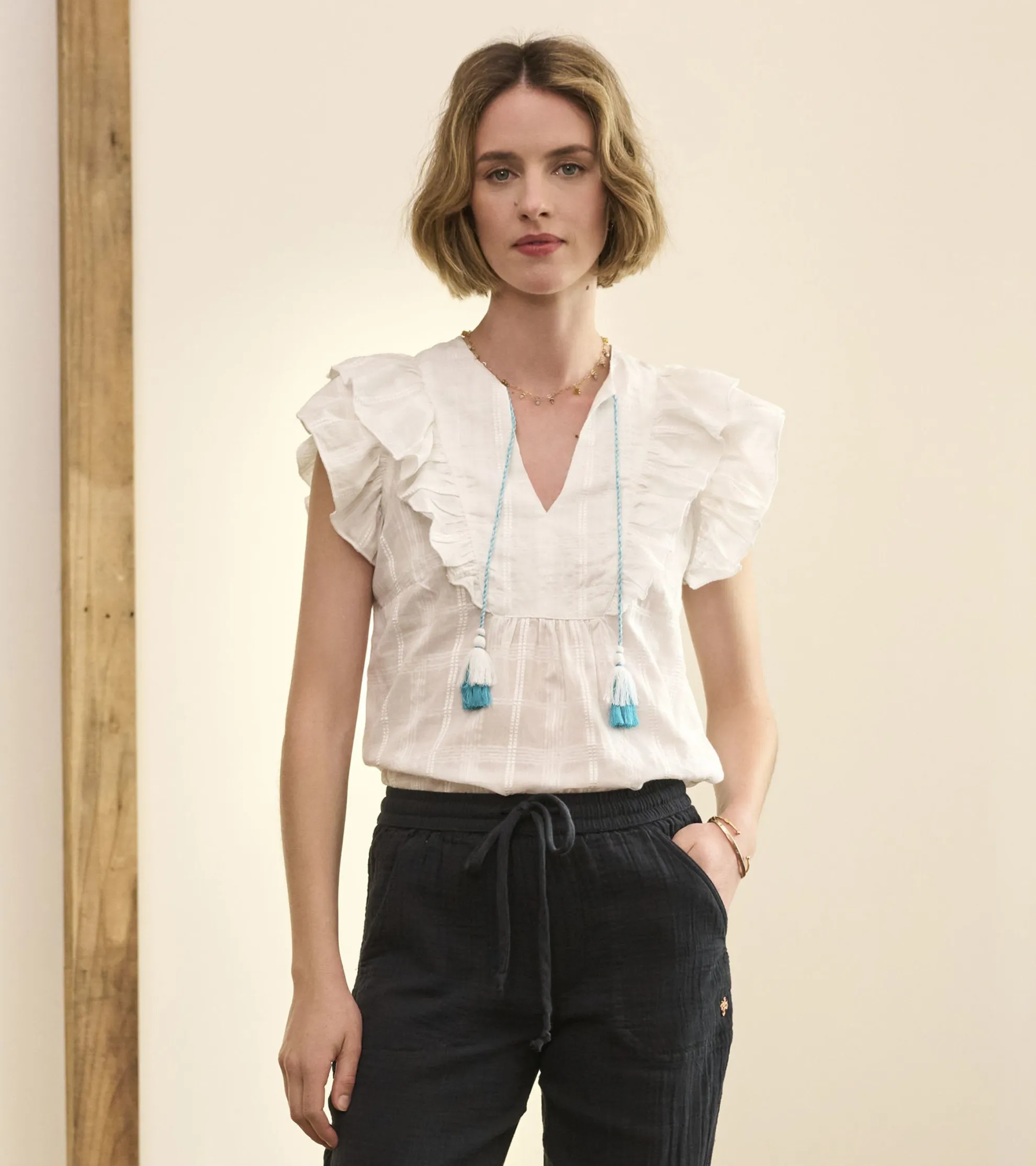 Sale Alexa Popover - Shadow Plaid Women Tops