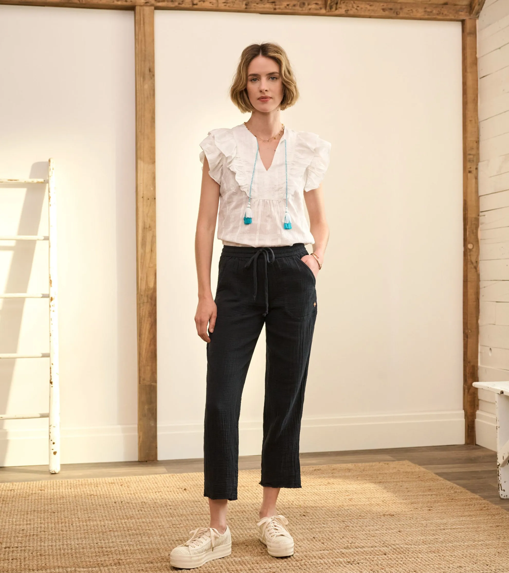 Sale Alexa Popover - Shadow Plaid Women Tops