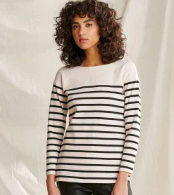 Ali Breton Top - Cream Melange Stripes Women Tops