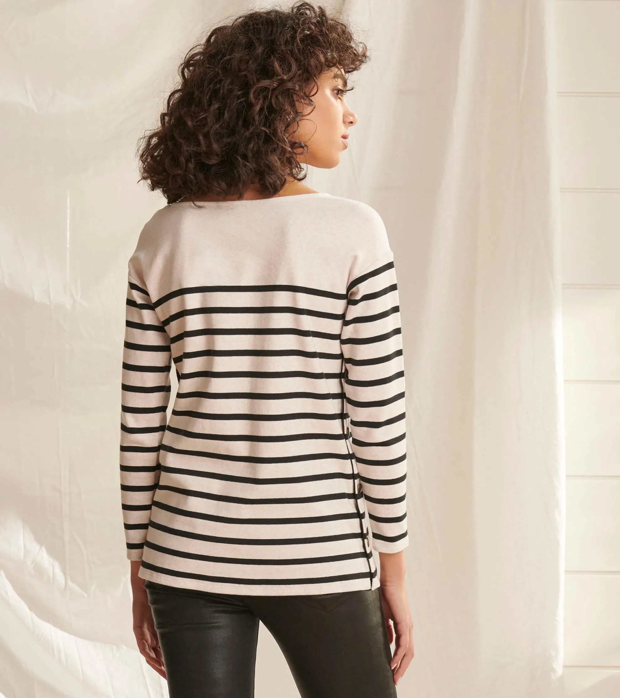 Ali Breton Top - Cream Melange Stripes Women Tops
