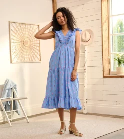 Online Aria Midi Dress - Rainbow Feather Dobby Women Dresses