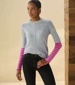 Best Avery Sweater - Hot Pink Stripes Women Sweaters