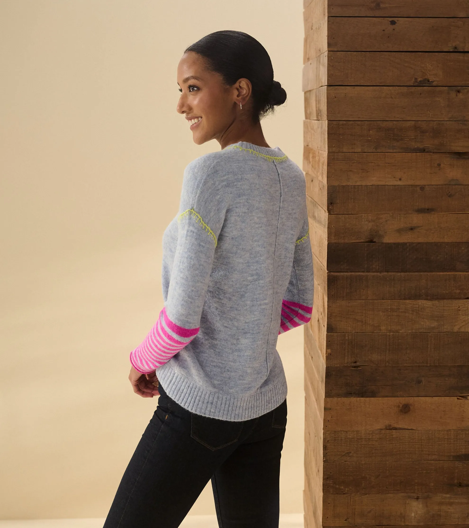 Best Avery Sweater - Hot Pink Stripes Women Sweaters