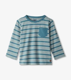 Hot Baby & Toddler Boys Bluestone Stripes Long Sleeve Bamboo T-Shirt Tops
