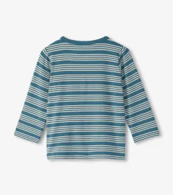 Hot Baby & Toddler Boys Bluestone Stripes Long Sleeve Bamboo T-Shirt Tops