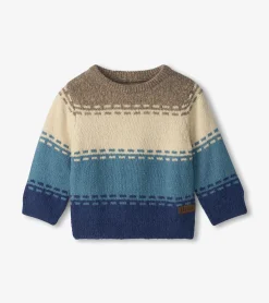 Discount Baby & Toddler Boys Blue Combo Crew Neck Knit Sweater Sweaters