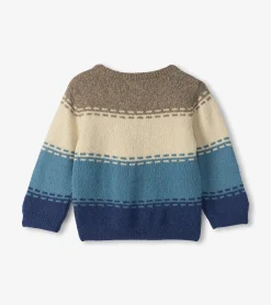Discount Baby & Toddler Boys Blue Combo Crew Neck Knit Sweater Sweaters