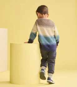Discount Baby & Toddler Boys Blue Combo Crew Neck Knit Sweater Sweaters