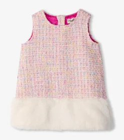 Baby & Toddler Girls Aurora Pink Tweed Faux Fur Trim Dress Dresses