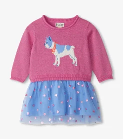 Best Baby & Toddler Girls French Bulldogs Drop Waist Sweater Dress Sweaters