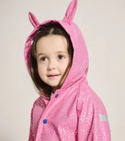 Hot Baby & Toddler Girls Glitter Hearts Button-Up Rain Jacket Rainwear|Rainwear