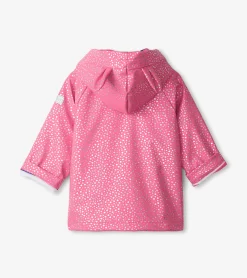 Hot Baby & Toddler Girls Glitter Hearts Button-Up Rain Jacket Rainwear|Rainwear