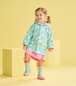 Best Baby & Toddler Girls Happy Skies Button-Up Rain Jacket Rainwear|Rainwear