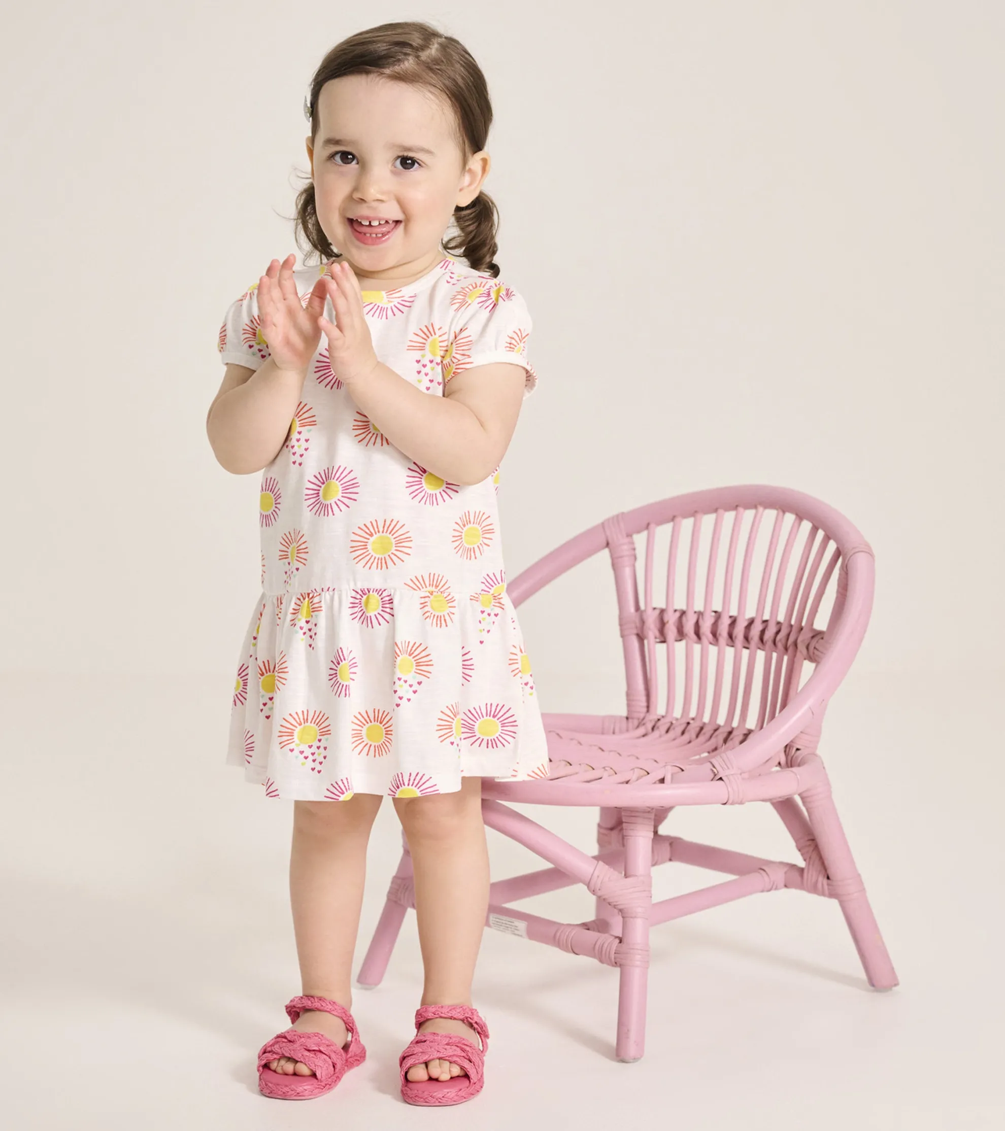 New Baby & Toddler Girls Heart Suns Gathered Dress Dresses