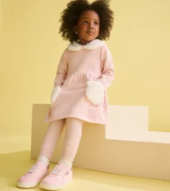 Clearance Baby & Toddler Girls Rose Elegance Herringbone Fur Trim Dress Dresses