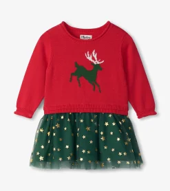 Baby & Toddler Holiday Reindeer Drop Waist Sweater Dress Sweaters