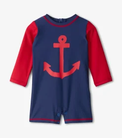 New Baby Boys Nautical Anchor One-Piece Rashguard Swimwear|Swimwear