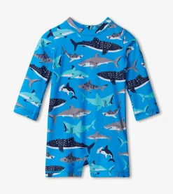 Outlet Baby Boys Shark School One-Piece Rashguard Swimwear|Swimwear