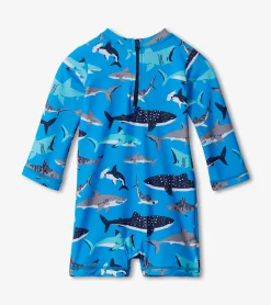 Outlet Baby Boys Shark School One-Piece Rashguard Swimwear|Swimwear