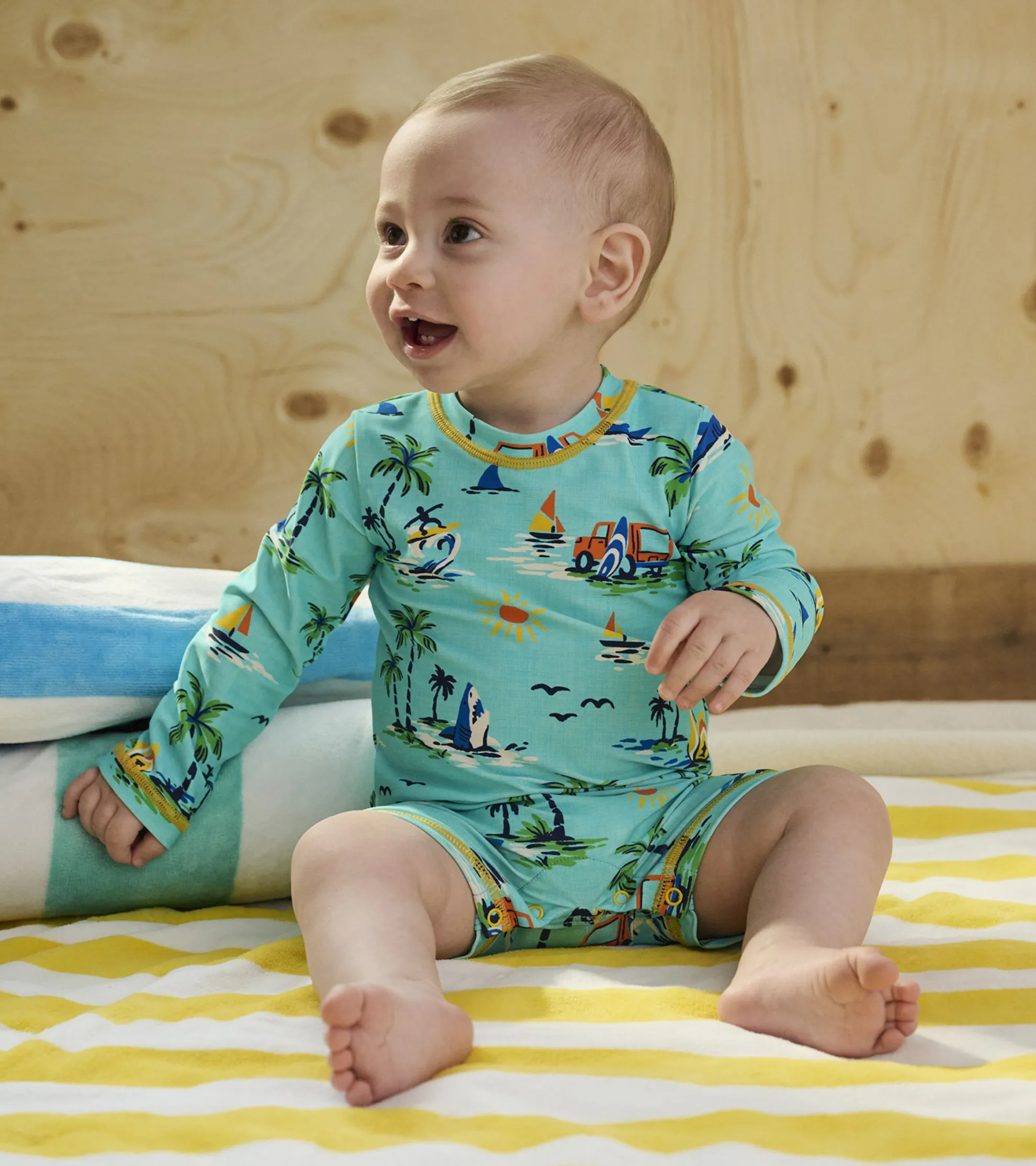 Hot Baby Boys Vintage Holiday One-Piece Rashguard Swimwear|Swimwear