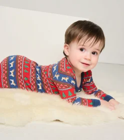 Hot Baby Bulldog Fair Isle Bamboo Footed Sleeper Sleepwear|Sleepwear
