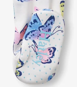 New Baby Girls Big Butterflies Footed Sleeper Sleepwear|Sleepwear