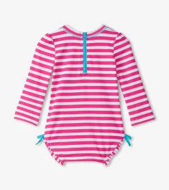 New Baby Girls Candy Stripes Rashguard Swimsuit Swimwear|Swimwear