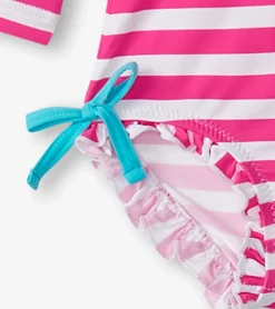 New Baby Girls Candy Stripes Rashguard Swimsuit Swimwear|Swimwear