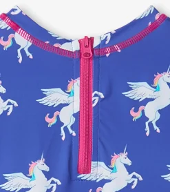 Best Baby Girls Dazzling Unicorn Rashguard Swimsuit Swimwear|Swimwear