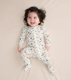 Baby Girls Happy Forest Ruffle Bum Bamboo Sleeper Sleepwear|Sleepwear