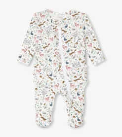 Baby Girls Happy Forest Ruffle Bum Bamboo Sleeper Sleepwear|Sleepwear