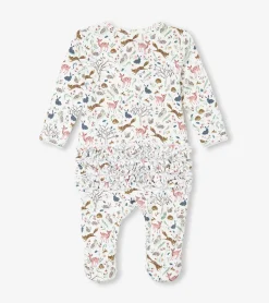 Baby Girls Happy Forest Ruffle Bum Bamboo Sleeper Sleepwear|Sleepwear