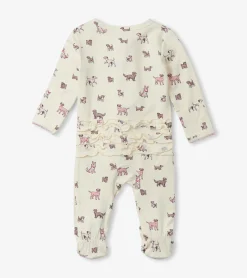 Online Baby Girls Playful Puppies Footed Sleeper Sleepwear|Sleepwear
