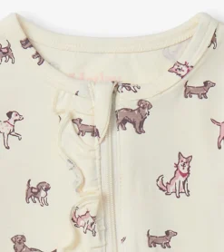 Online Baby Girls Playful Puppies Footed Sleeper Sleepwear|Sleepwear