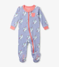 Outlet Baby Girls Rainbow Unicorn Footed Sleeper Sleepwear|Sleepwear