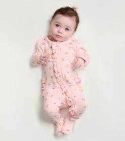 Best Baby Girls Springtime Ruffle Footed Sleeper Sleepwear|Sleepwear