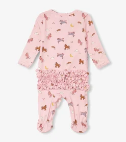 Discount Baby Girls Whimsical Ponies Ruffle Bum Bamboo Sleeper Sleepwear|Sleepwear