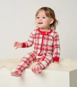 Online Baby Plaid Hearts Cotton Footed Sleeper Sleepwear|Sleepwear
