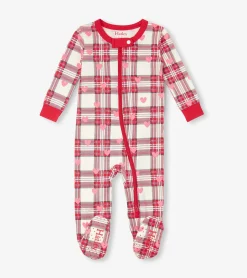 Online Baby Plaid Hearts Cotton Footed Sleeper Sleepwear|Sleepwear