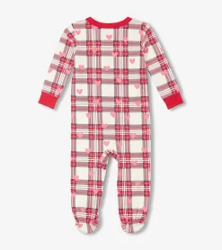 Online Baby Plaid Hearts Cotton Footed Sleeper Sleepwear|Sleepwear