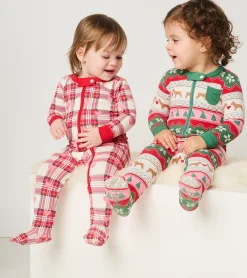 Online Baby Plaid Hearts Cotton Footed Sleeper Sleepwear|Sleepwear
