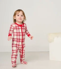 Online Baby Plaid Hearts Cotton Footed Sleeper Sleepwear|Sleepwear