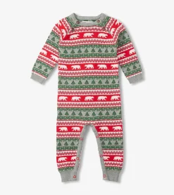 Outlet Baby Polar Bear Fair Isle Sweater Romper Rompers