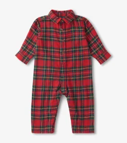 Online Baby Red Plaid Button Down Romper Rompers