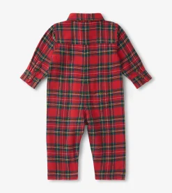 Online Baby Red Plaid Button Down Romper Rompers